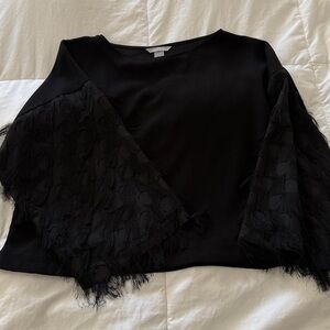 H&M Black Textured Sleeve Blouse